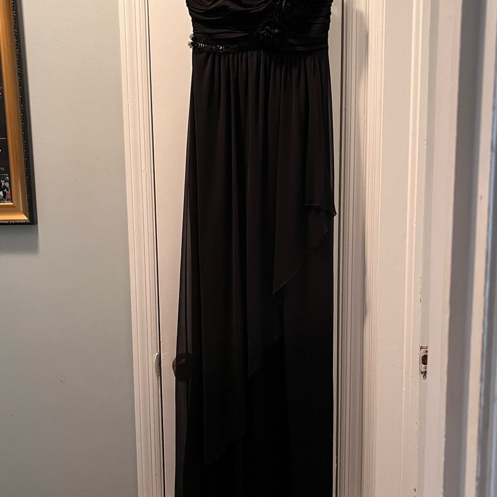 City Triangles Black Strapless Ruched Gown